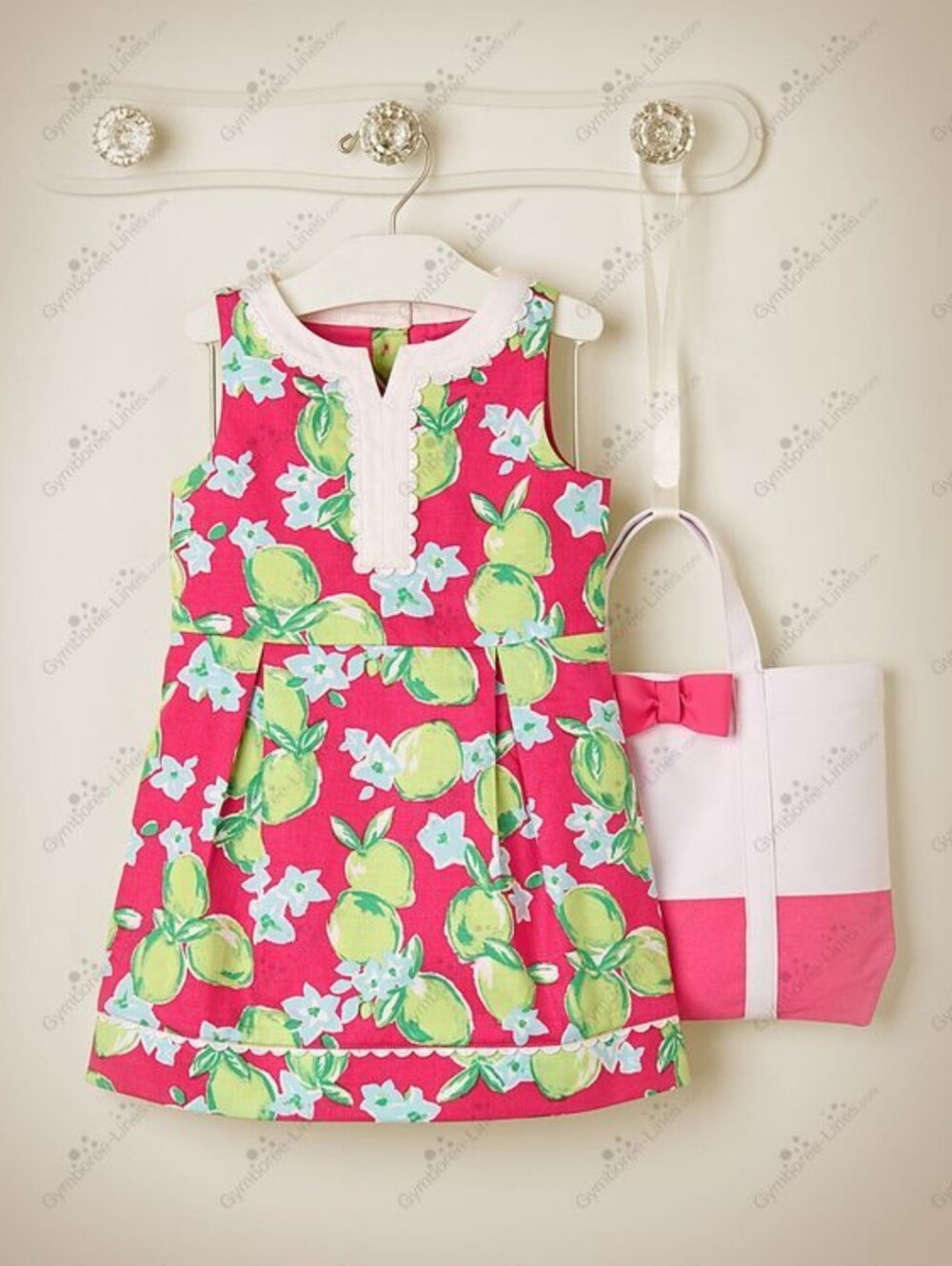 Janie & Jack vintage "South Beach Beauty" lime print dobby dress